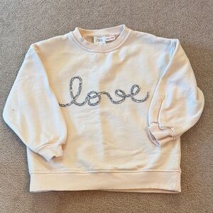 Zara Cream Sweatshirt with Script Floral LOVE